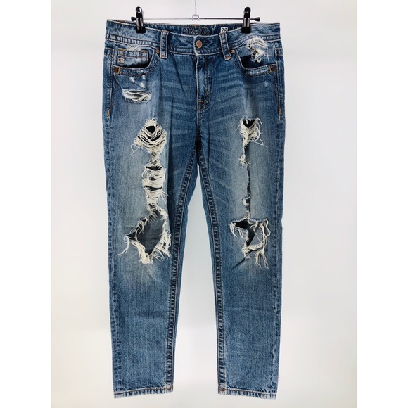 Miss Me Denim - Miss Me Boyfriend Ankle Jeans, Super Distressed